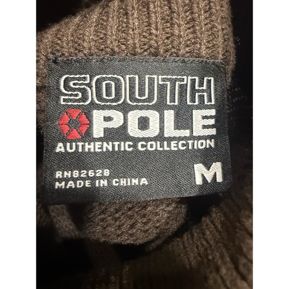 Vintage South Pole Turtleneck Sweater Mens Med Brown Skate Hip Hop Y2K - Picture 9 of 10